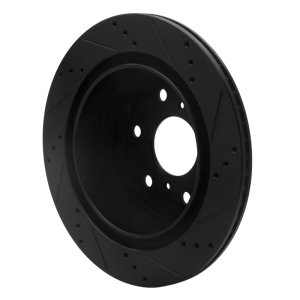 Cadillac Escalade Brake Rotor (1) - Rear Left - R1 Concepts - Drilled & Slotted - Black - `07-`20